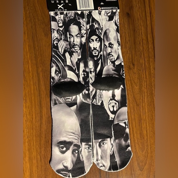 All natural 'B&W 90’s Rapper’s' 100% cotton Unisex socks one size fits all 6-13 - Picture 2 of 2